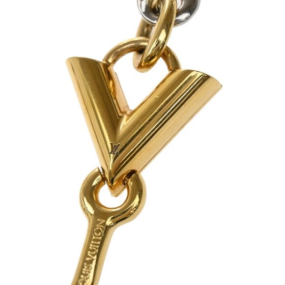 LOUIS VUITTON Logo Chain Long Necklace Gold Silver Italy - Picture 3 of 11